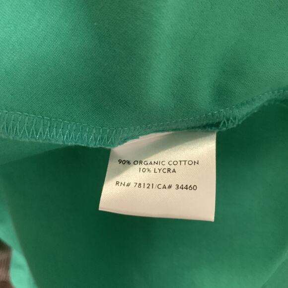 Eileen Fisher Organic Cotton Surplice Sleeveless Dress Petite PM Green A-Line - Picture 5 of 7